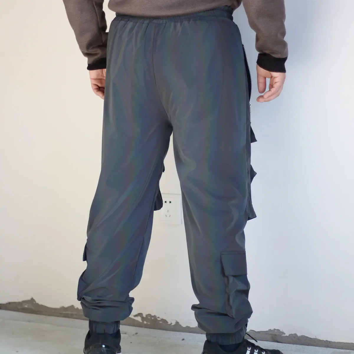 Techwear Красочные светоотражающие брюки-карго с несколькими карманами Мужские светоотражающие брюки для ночного клуба в стиле хип-хоп Японские уличные брюки