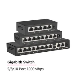 Commutateur Ethernet Gigabit, 10, 8, 5 ports, 1000Mbps, alimentation externe, commutateur réseau pour caméra IP, routeur WiFi, sans fil, application m