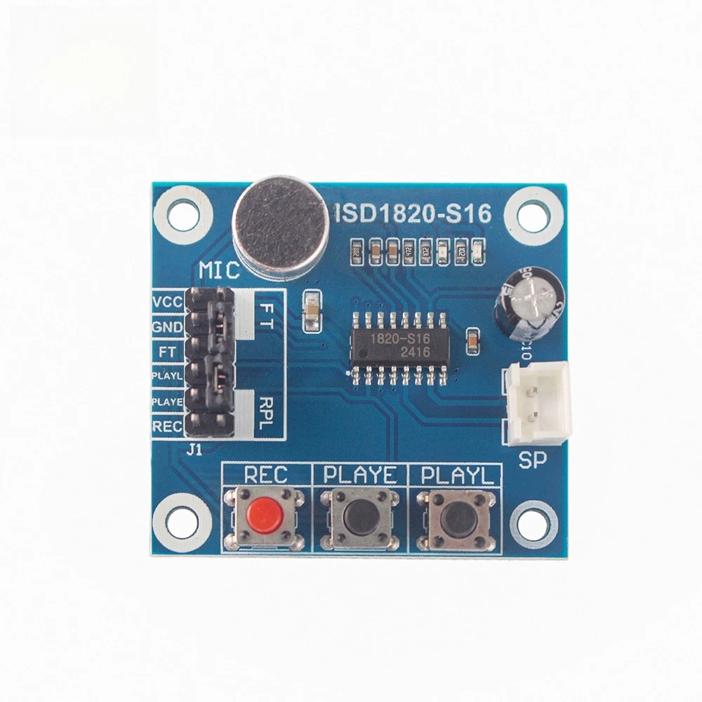 ISD1820 Voice Recording Module Playback Audio Board with Microphone &0.5W 8Ohm Loudspeaker for DIY Sound Electronics