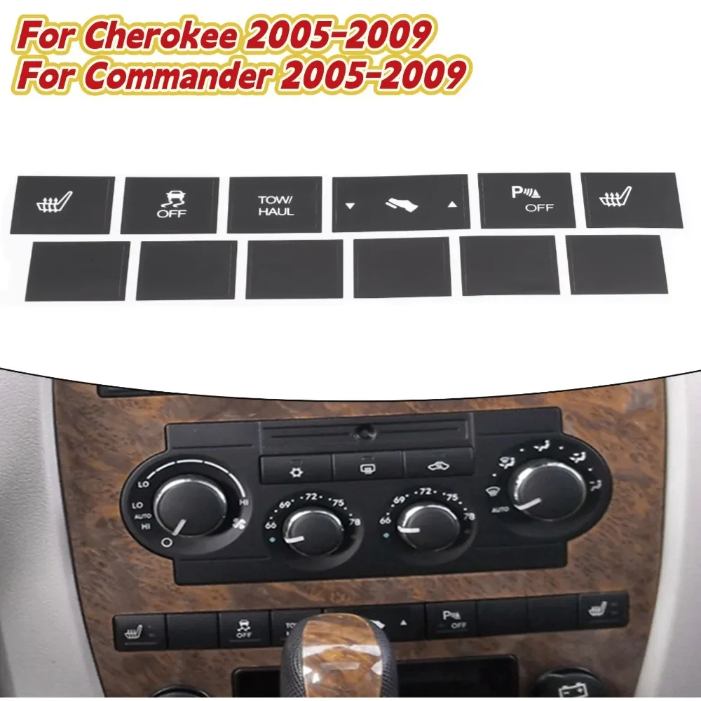 

For Cherokee 2005-2009 For Commander 2005-2009 Car Heated Seat Traction Button Repair Sticker Set Matte Black Car Stickers