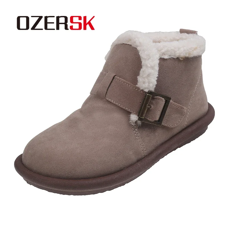 OZERSK Fashion Casual Classical Warm Fur Winter Outdoor Non-Slip Comfortable Slip On Plush Versatile Platform Shoes For Women