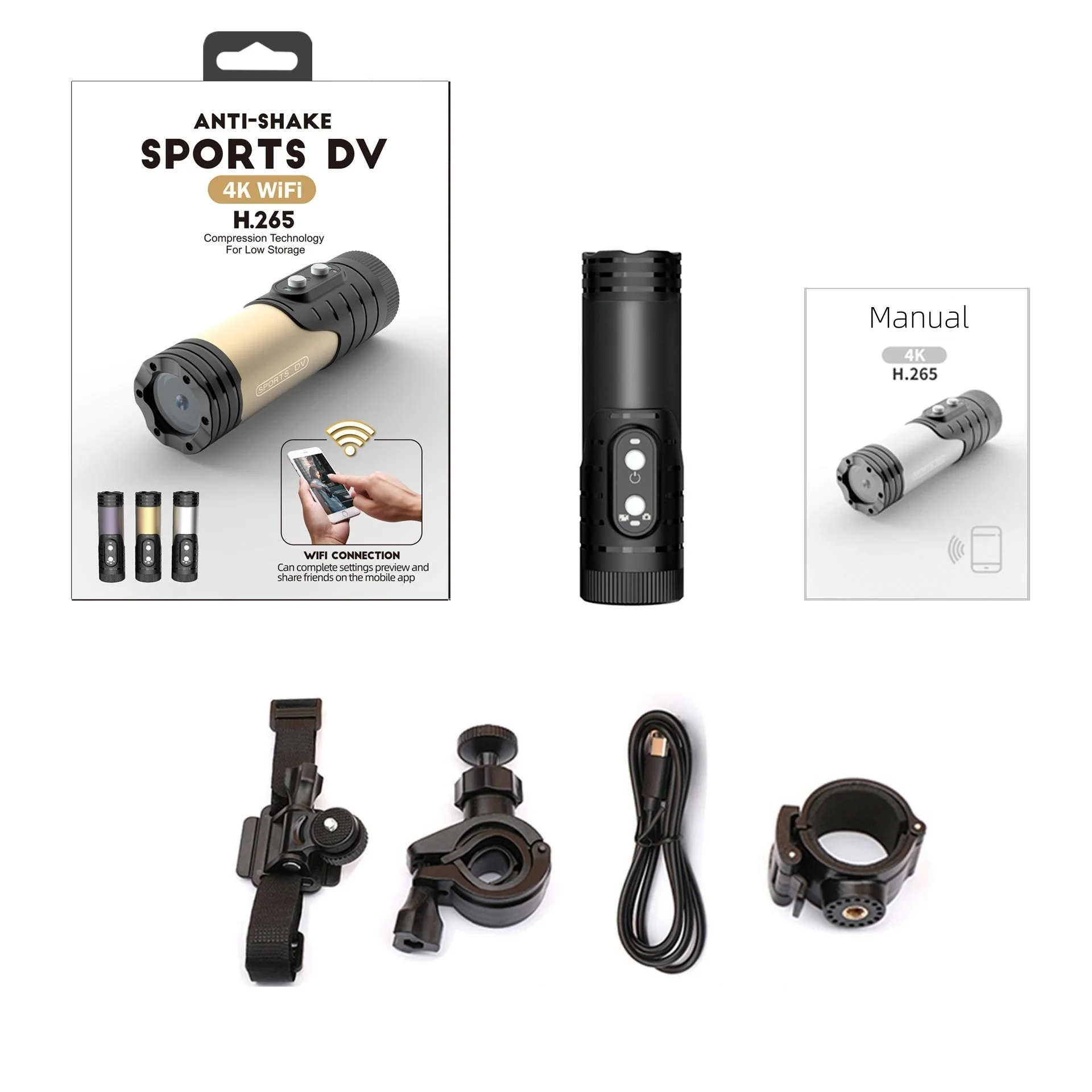4K Mini Sport DV Action Sport Camera Waterproof Flashlight Helmet Bodycam For Bike, Cycle, Motorcycle Camcorder