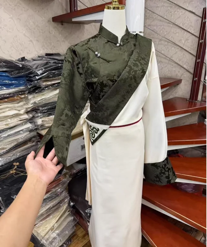 Китайский Xizang ретро женский тибетский халат костюм одежда для выступлений