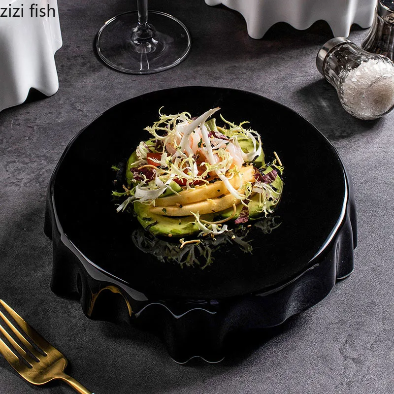 Ceramic Dinner Plate Creative Irregular Dessert Plate Snack Plate Pasta Plates Sushi Plates Restaurant Specialty Tableware