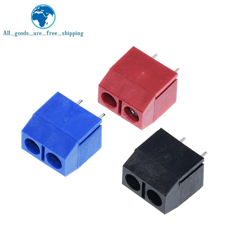 TZT 10/30PCS KF301-2P KF301-5.0-2P KF301 Screw 2Pin 5.0mm Straight Pin Screw  terminal-block Connector Black Red and Blue image 3