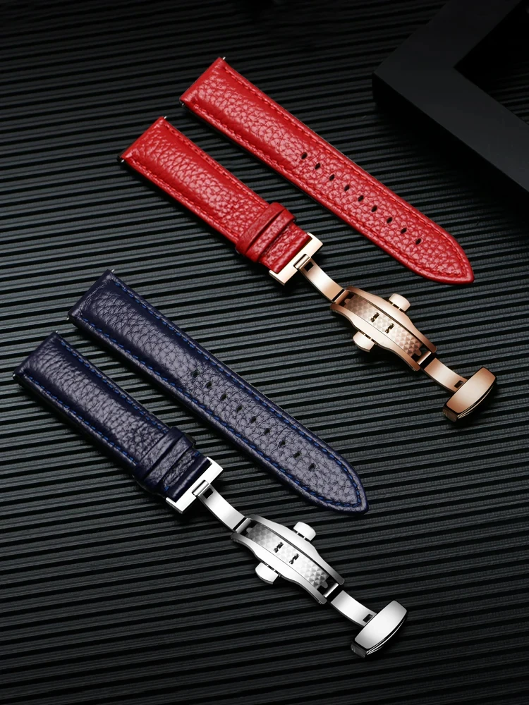 The Leather Strap Is Compatible with The Alternative Cartier Tank Tank Pebbled Dumont Sandoz Butterfly Buckle Belt