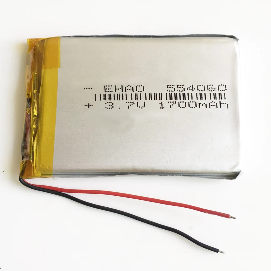 Batteria ricaricabile ai polimeri di litio Lipo 3.7V 1700mAh per MP3 Navigatore GPS Registratore DVD Auricolare E-book Camera 554060