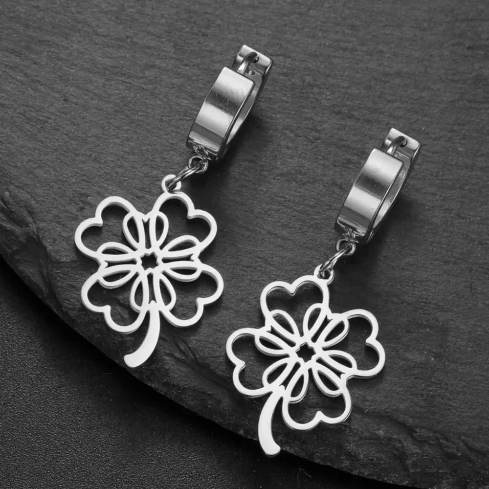 

LIKGREAT Fashion Four-Leaf Clover Earring 2025 Trend Stainless Steel Exquisite Charm Earrings for Women Girls Fine Lucky Jewelry
