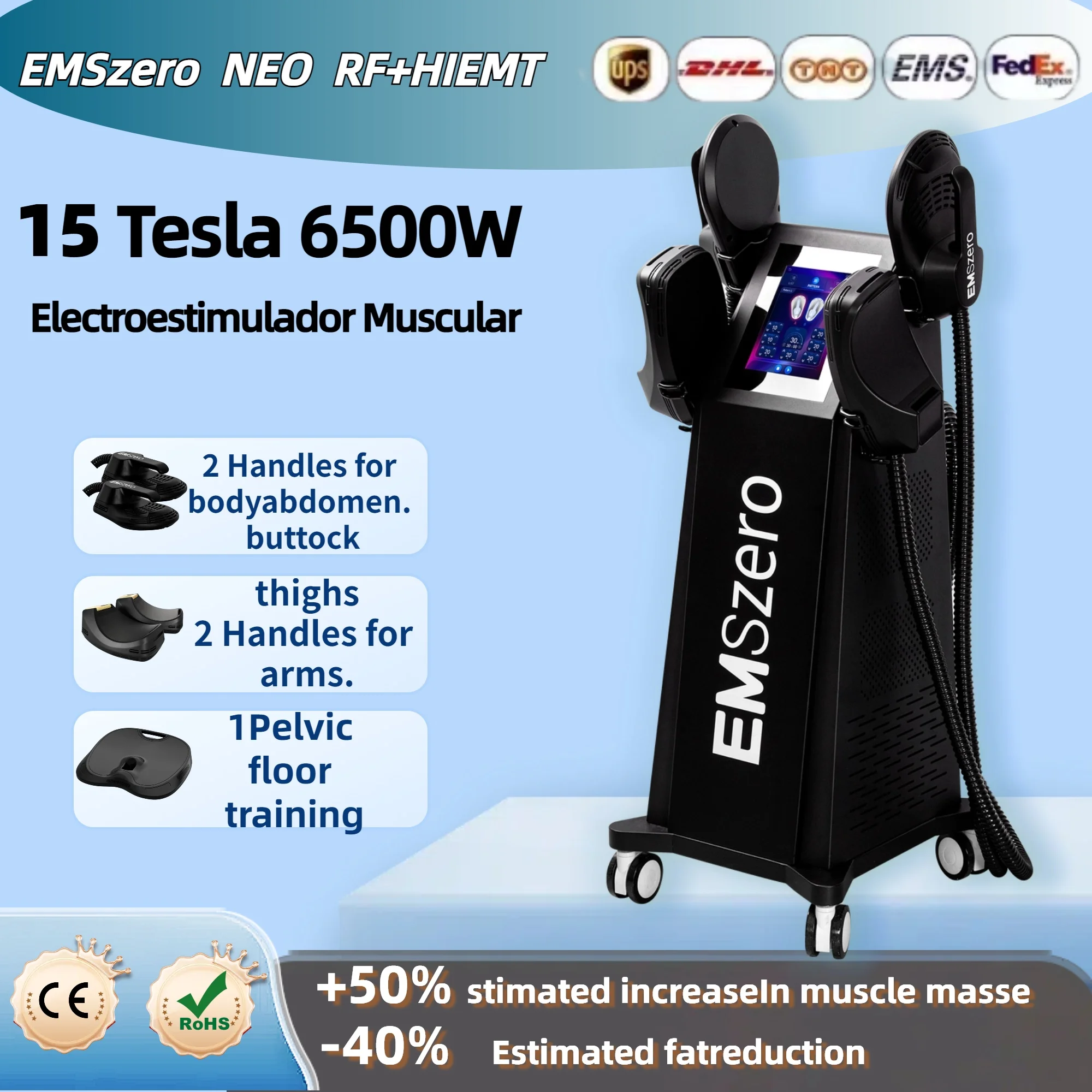 EMSZERO NEO RF HIEMT EMS Body Sculpt Machine Eletric Muscle Stimulator Vibration Weight Loss Slimming Muscle Grow 6500W 15 Tesla