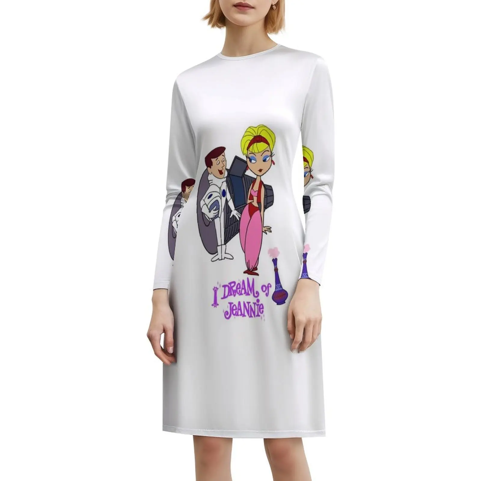 فستان My Favorite People Dream Of Jeannie الرائع للهدايا الجرافيكية البوهيمية بدون أكمام متعدد الطباعات لحفلات عطلة الشاطئ فستاني #6