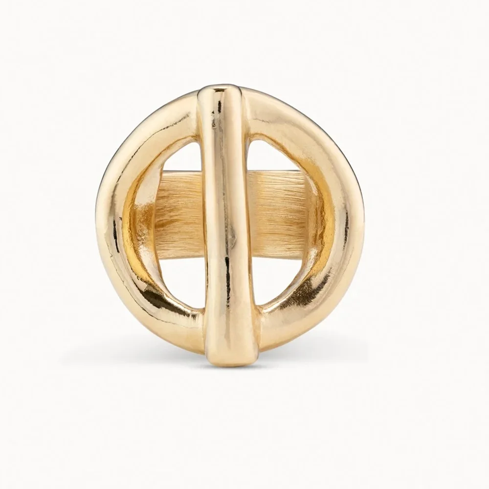 2025 best-selling niche fashion design geometric ring, circular vertical bar shape, low-key high-end non collision style