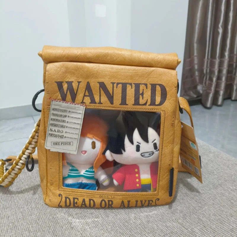 Genuine One Piece Wanted Poster Ita Bag Magnetic Buckle Kraft Paper Texture Multi-Function Storage Shoulder Bag Anime Backpack view 4