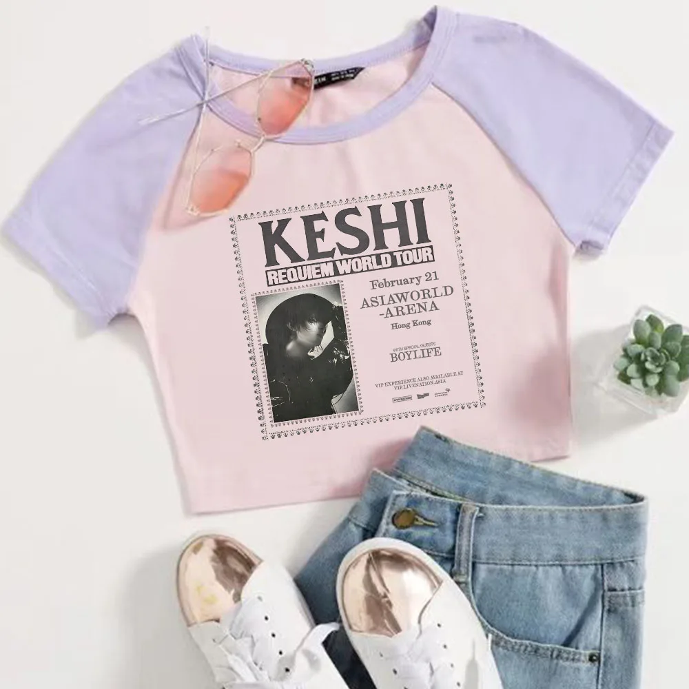 

Keshi Requiem Tour 2025 Crop Tops T-Shirt Girls Fashion Women O-Neck Short Sleeve Fans Gift T-shirt