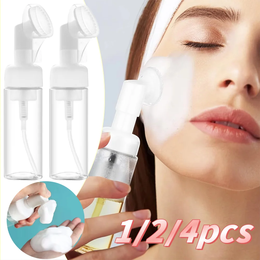 1/2/4pc 100ml Leere Gesichtsreiniger Mousse Schaum Gel Kopf Waschen Pinsel Schaum Flasche Silikon Pinsel nachfüllbare Shampoo Pumpe Spender