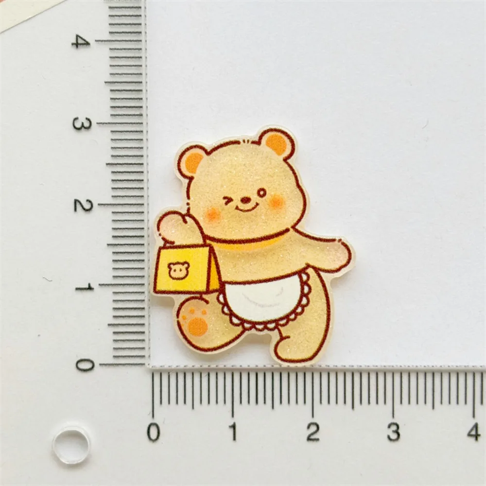 10pcs Sweet Cartoon Character Butter Bear Paster Acrylic DIY Making Hairclip Shiny Phone Decor Badge