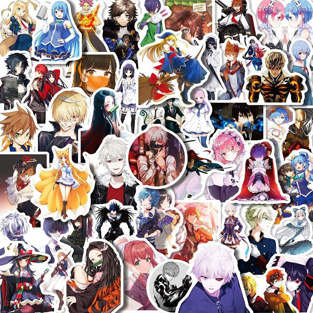 10/30/50pcs Mixed Anime Cartoon Stickers Tokyo Ghoul Death Note Cool Manga Graffiti Decals Sticker for Water Bottle Phone Laptop