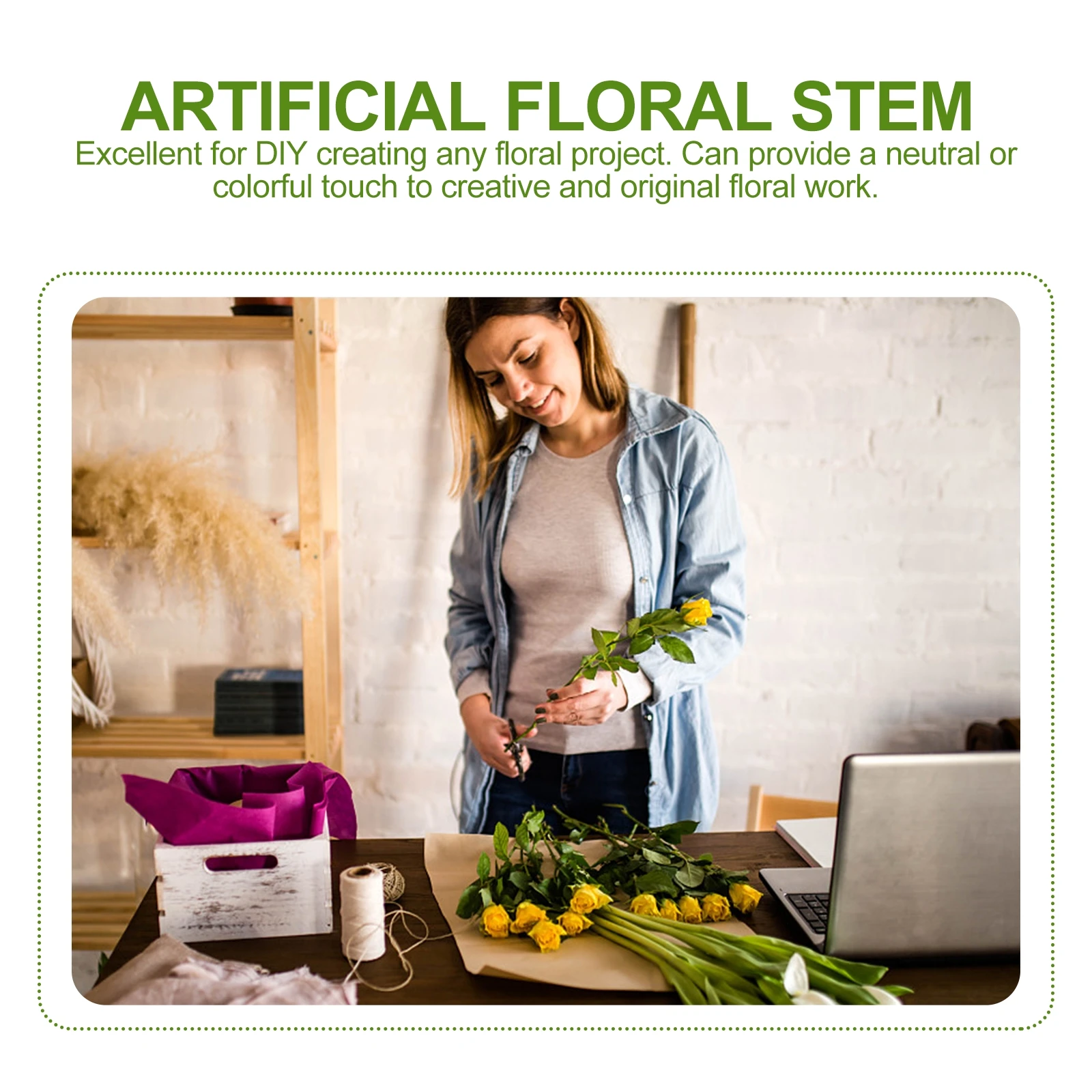 

30pcs Artificial Floral Stem Simulation Rose Pole Diy Flower Packaging Material For Wedding Bouquets Decor Arrangements