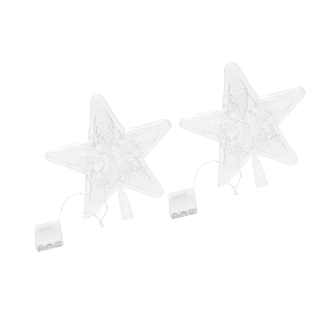 

2pcs 10 Led Lighted Christmas Tree Topper Star Treetop Decoration Colorful Flowing Glow For Holiday Party Festive Lighting Decor