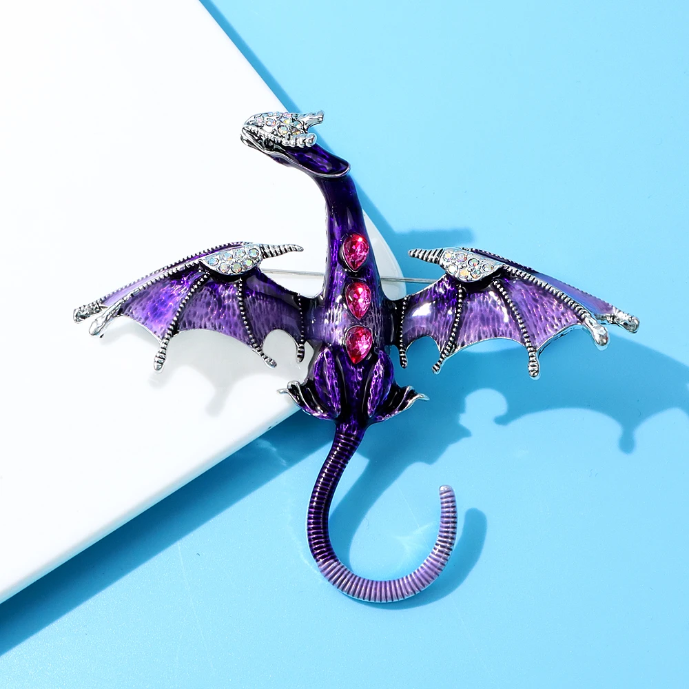 CINDY XIANG Enamel Dragon Brooch Women And Men Fashion Animal Pin 4 Colors Available Spring Design New 2023