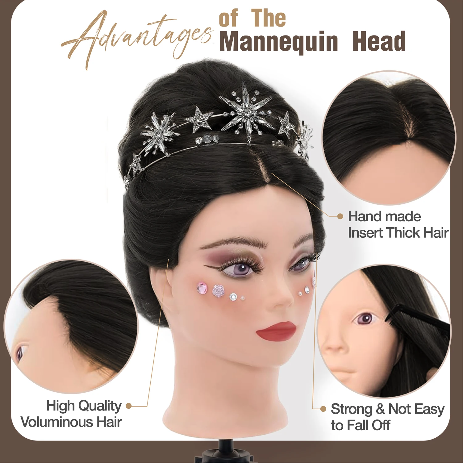 Synthetic Hair Mannequin Head For Hairdresser Practice Braiding Styling Cosmetology Manikin Manican Doll Training Head 20Inch