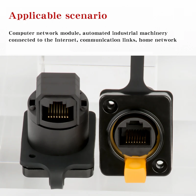 CAT6 RJ45 Waterproof Network Connector with Rubber cover IP65 8p8c D type Panel Mount Socket RJ45 Ethernet Connector module