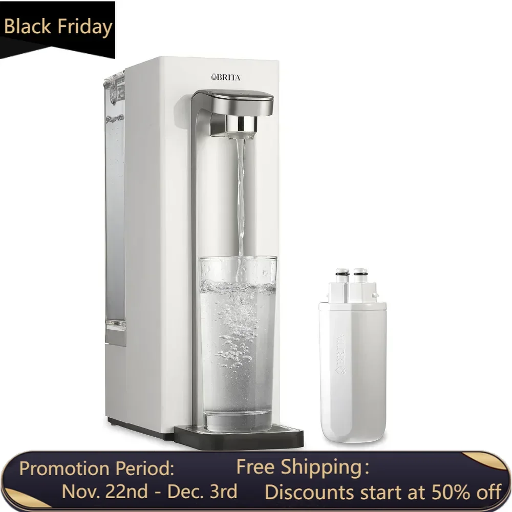 Compact Countertop Water Filter System, 9 Cup Water Reservoir, Includes 6 Month Carbon Block Filter, White, Water Filter