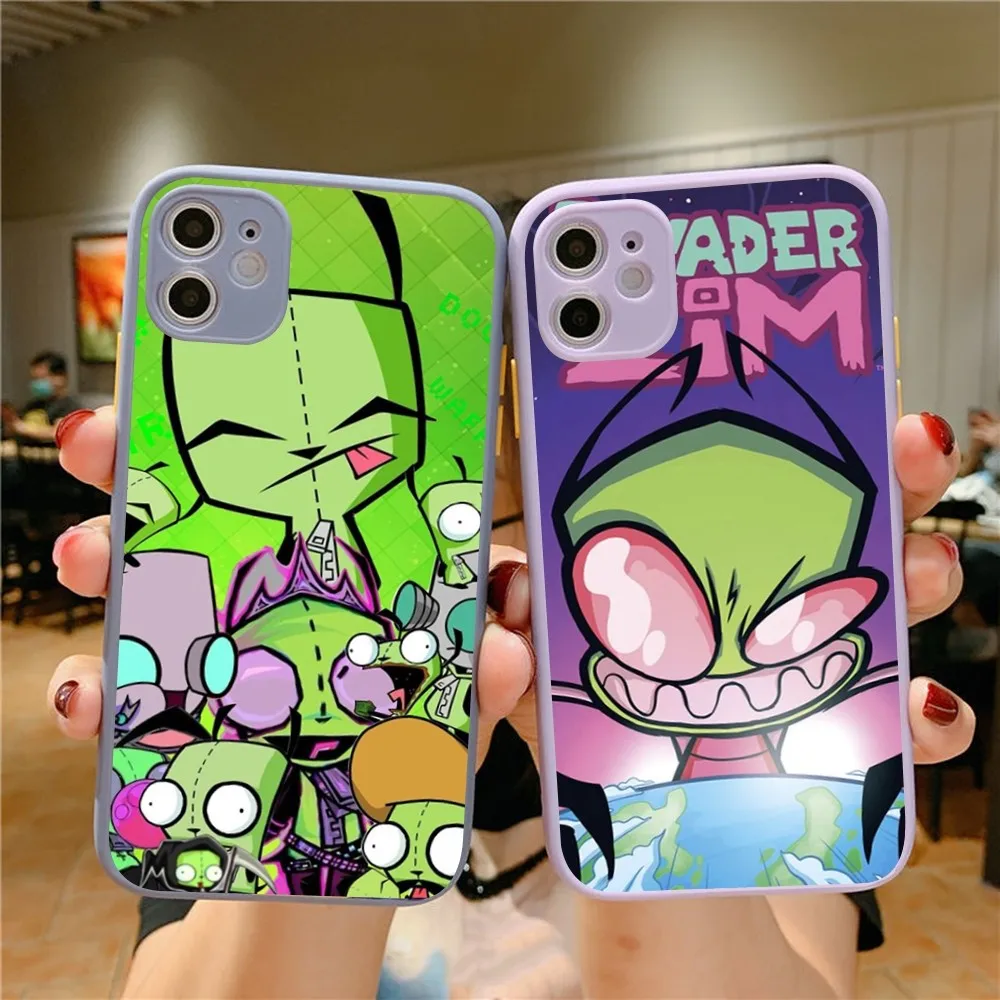 

I-Invader Z-Zim Phone Case For IPhone 14 X XR XS 7 8 Plus 11 12 13 Pro MAX 13mini Matte Shockproof Case