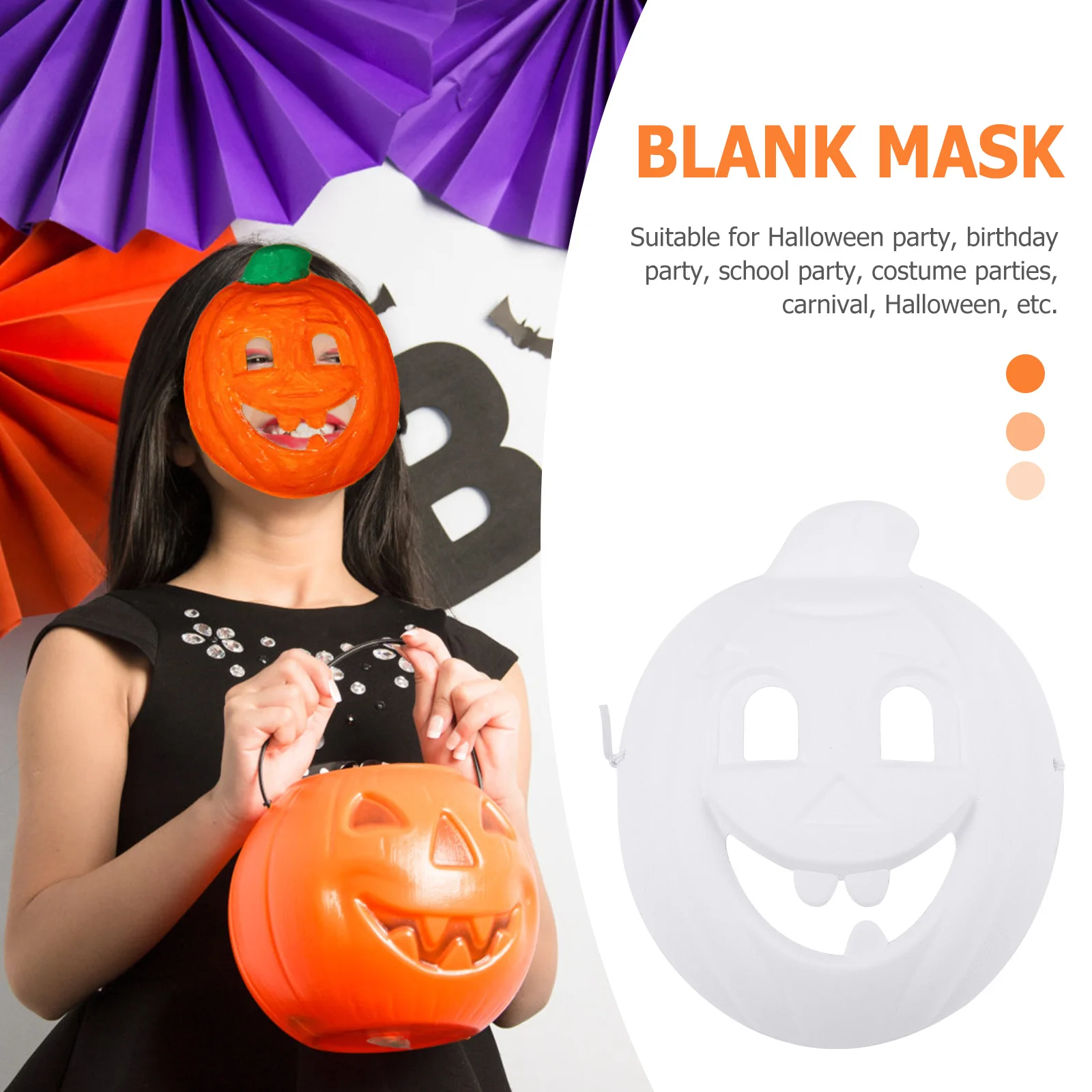 4 szt. Maseczek Pustych w Kształcie Dyni dla Dzieci do Samodzielnego Malowania, Rękodzieła, Upominków na Halloween, Maskarady, Puste Maseczki do Dekoracji