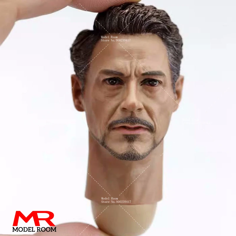 Sculpture de tête de soldat masculin, échelle 1/6, Tony Robert Downey Jr, mise en œuvre avec cou, convient à 12 figurines d'action en effet, modèle de corps