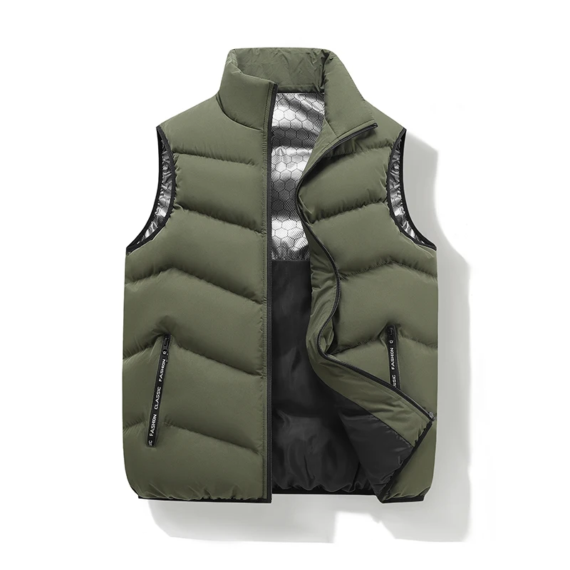 

New Winter Graphene Men's Vest Zip-Up Waterproof Thickened Insulated Vests Autumn Men Stand Collar Warm Waistcoats Clothing 5XL