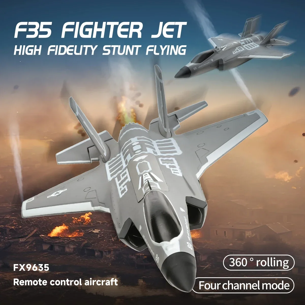 FX9635 RC Plane F35 4CH Fighter Jet Remote Control Airplane High Brushless Stunt Flying Glider Model Toys for Adults Boys Gift