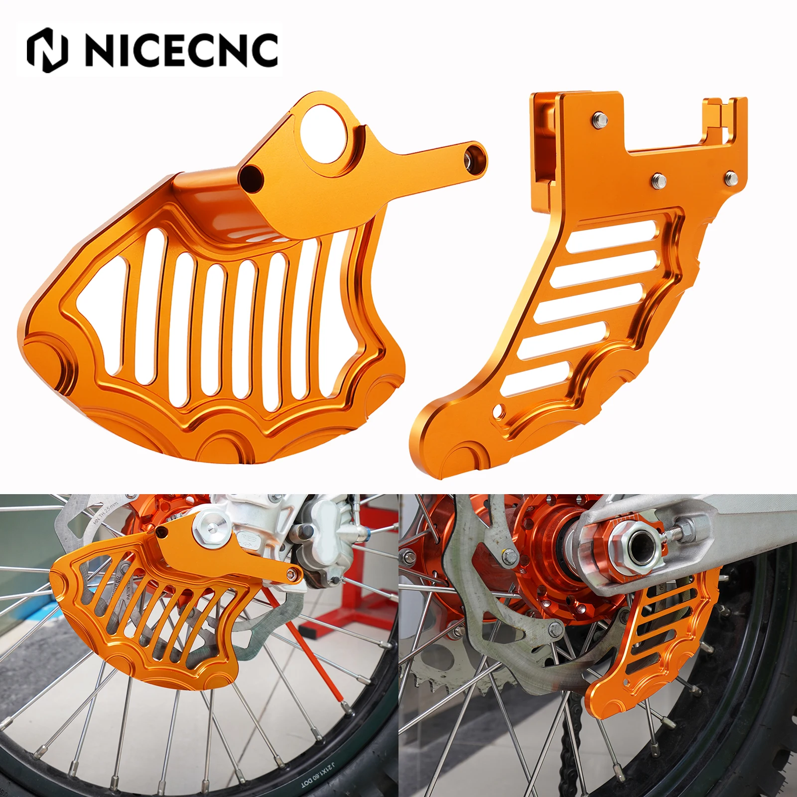 NICECNC Front Rear Brake Disc Guard Protector Cover For KTM EXC EXCF SX SXF XCF300 XC350 450 525 530 Husaberg TE 125 FE FS FX