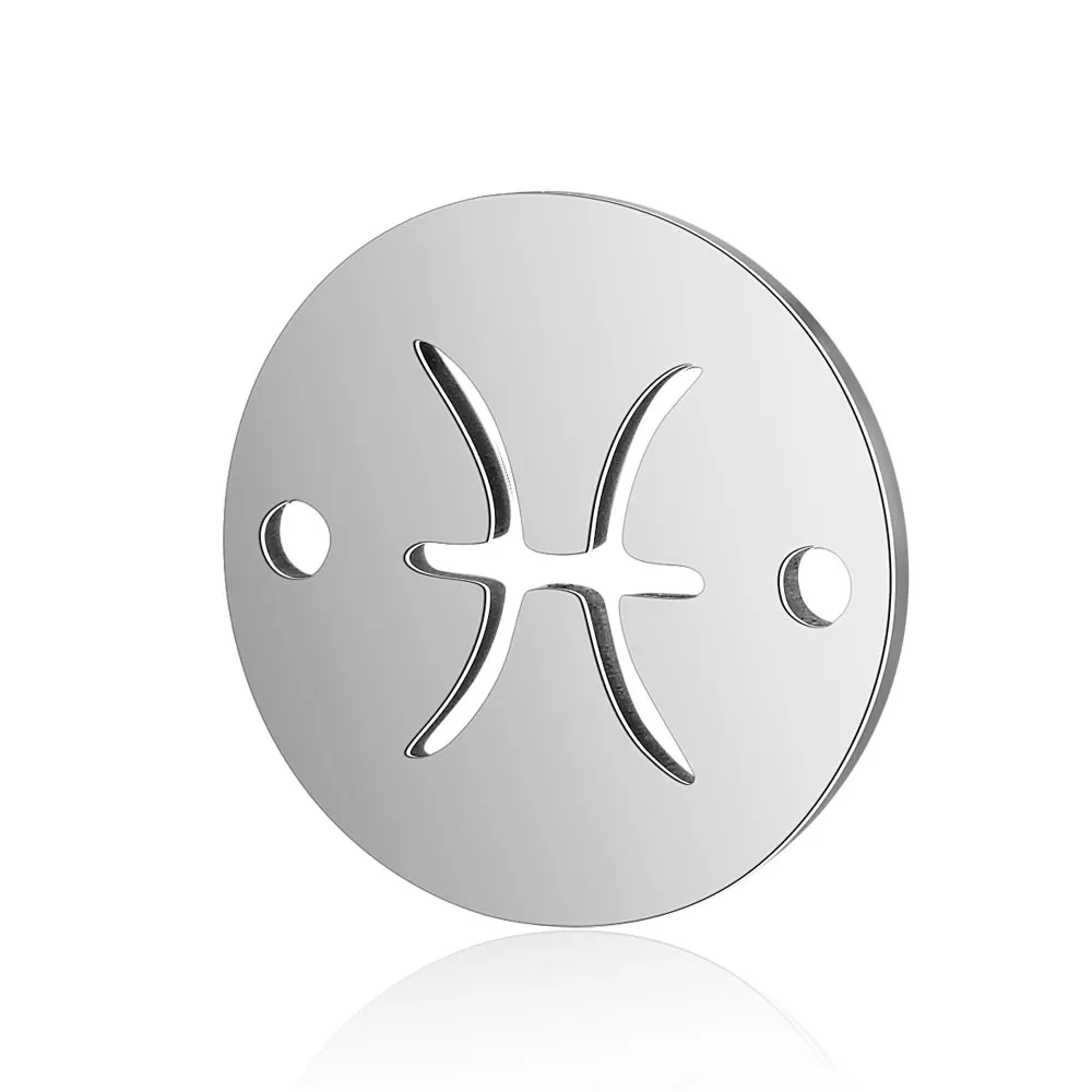 10pcs/lot Constellation Horoscope Stainless Steel Aries DIY Jewelry Charms Wholesale Zodiac Sign Bracelet Making Pendant