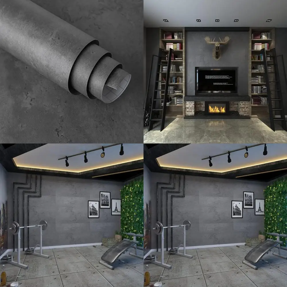 ورق جدران قابل للتقشير واللصق من الخرسانة باللون الرمادي الداكن المقاوم للماء من الفينيل غير اللامع لأسطح الخرسانة الرمادية والأسود