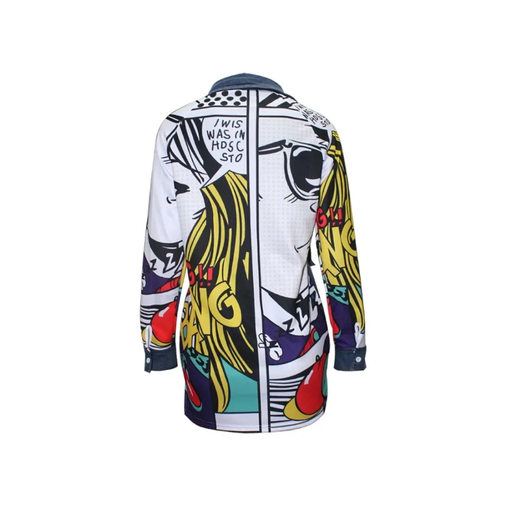 New Spring Autumn Women 2024 Jeans Jacket Casual Streetwear Print Coats Irregular Outwear Jackets Vintage Denim Jacket