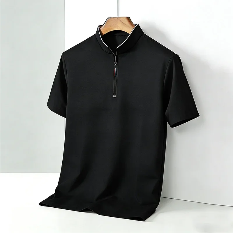 Men's 2026 Half Zip Stand Collar T Shirt Breathable Short Sleeve Casual Slim Fit Top
