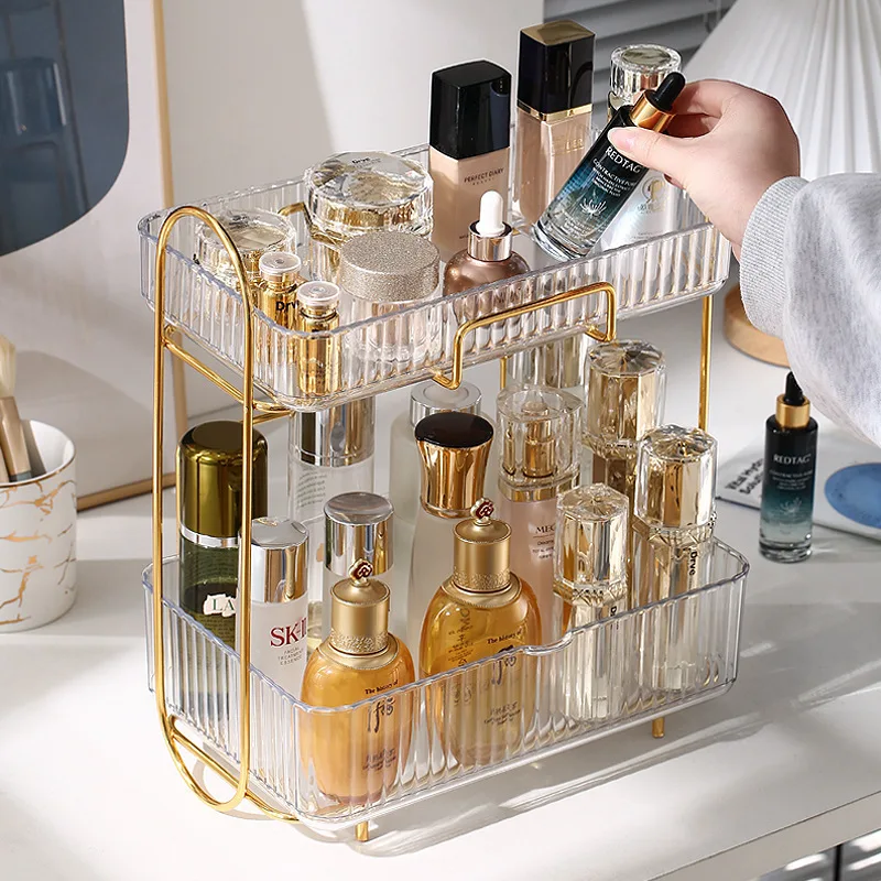 

Cosmetics Storage Rack Storage Box Desktop Double Decker Dressing Table Storage Rack Bedroom Storage and Organization Rack