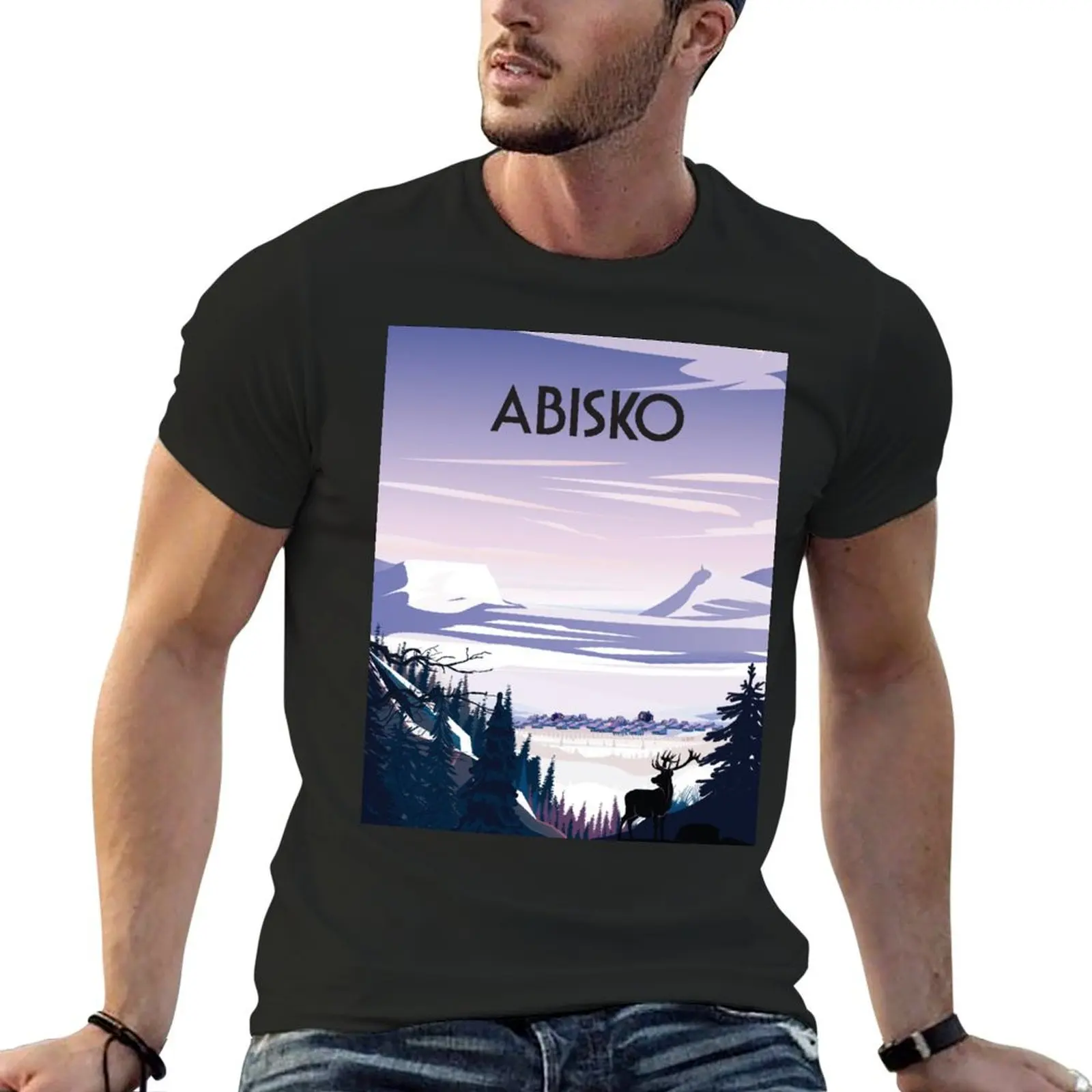 Abisko sweden landscape poster T-Shirt sports fans summer top men t shirts