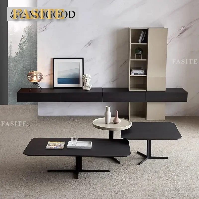 For Italian Light Luxury Minimalist TV Cabinet Combination Wall Unit Living Room Modern Simple Small Apartment Designer