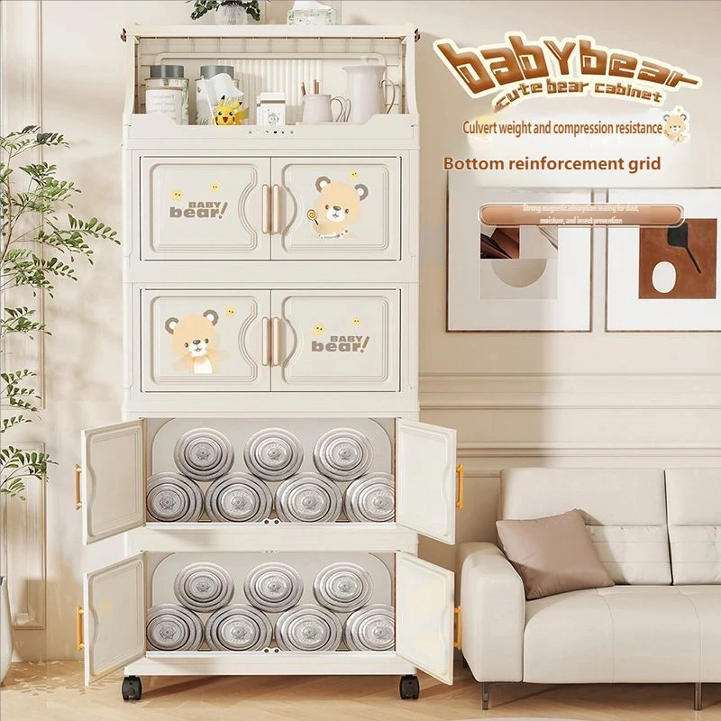 High Appearance cartoon Storage Shelf Multifunctional Snack and Toy Storage Cabinet Movable Clothing Storage Box for Household