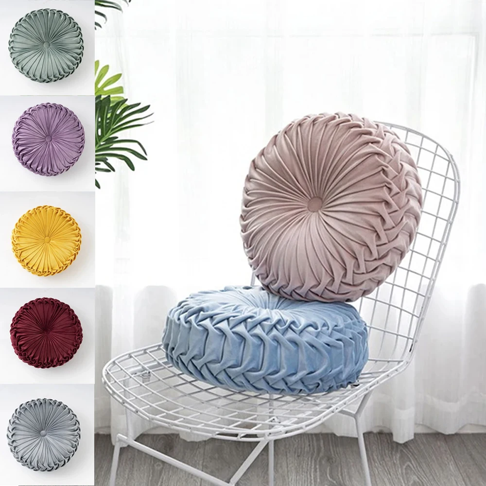 

1pc Throw Pillow for Couch Decorative Hand-stitched Wheel Shape Umbar Pillow Cushion Dandelion Floating Window Cushion 단색 쿠션