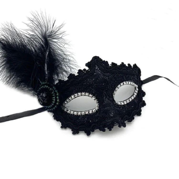 Makeup Mask Ball Party Sexy Half Face Makeup Girl Half Face Fun Lace Mask Halloween Feather Mask Sexy Goddess Beautiful Props