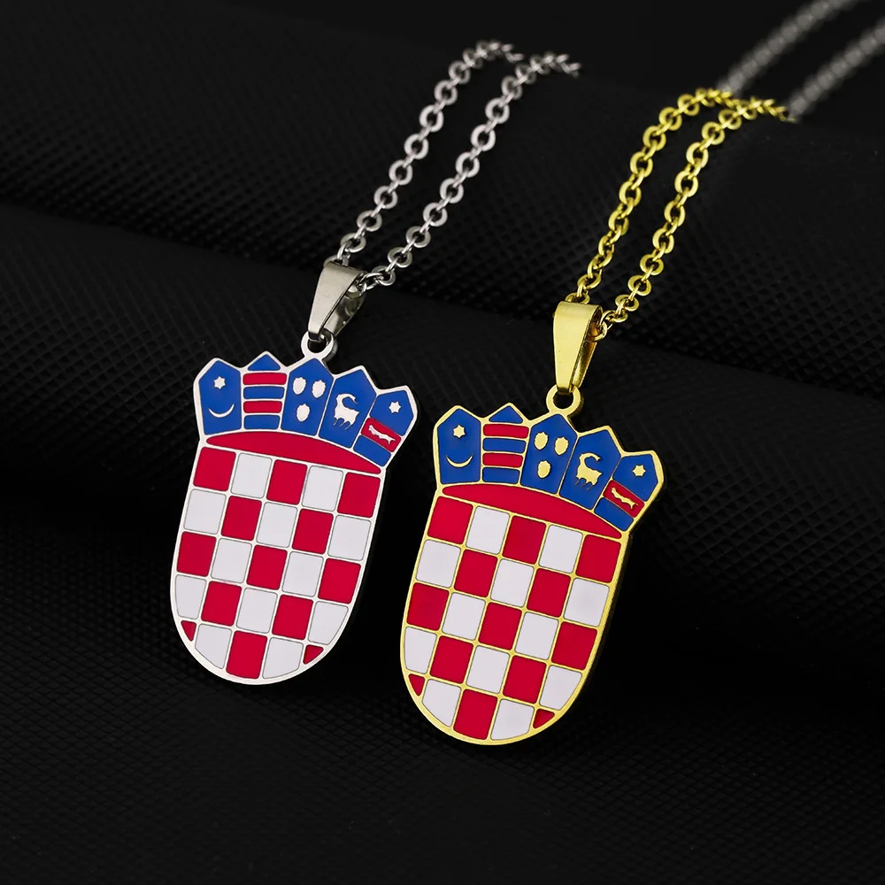 Nuevo collar con colgante de insignia croata de acero inoxidable para hombres y mujeres parejas collar con colgante de acero de titanio geométrico accesorios