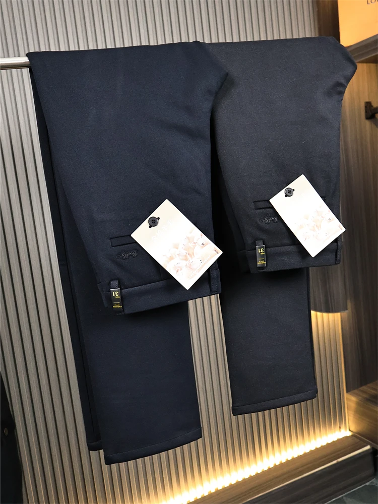 

Модные шерстяные мужские повседневные брюки, теплые деловые брюки, однотонные осенне-зимние длинные брюки, облегающая повседневная одежда