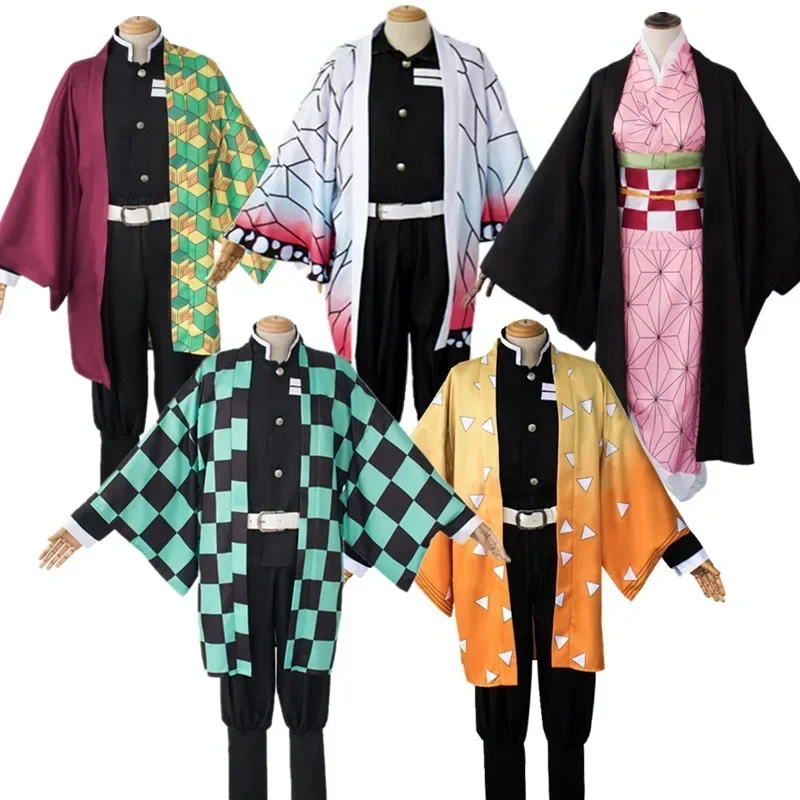Demon Slayer Cosplay Tanjiro Nezuko Cosplay Bambini Shinobu Kostuum Japanese Anime Cartoon Halloween Kostuum Kerstcadeaus