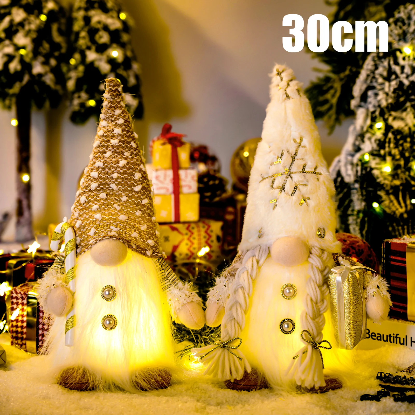 30 cm leuchtender Zwerg Weihnachtsdekorationen 2024 gesichtslose Plüschpuppen Elf Home Ornamente Navidad Neujahr 2024 Geschenk