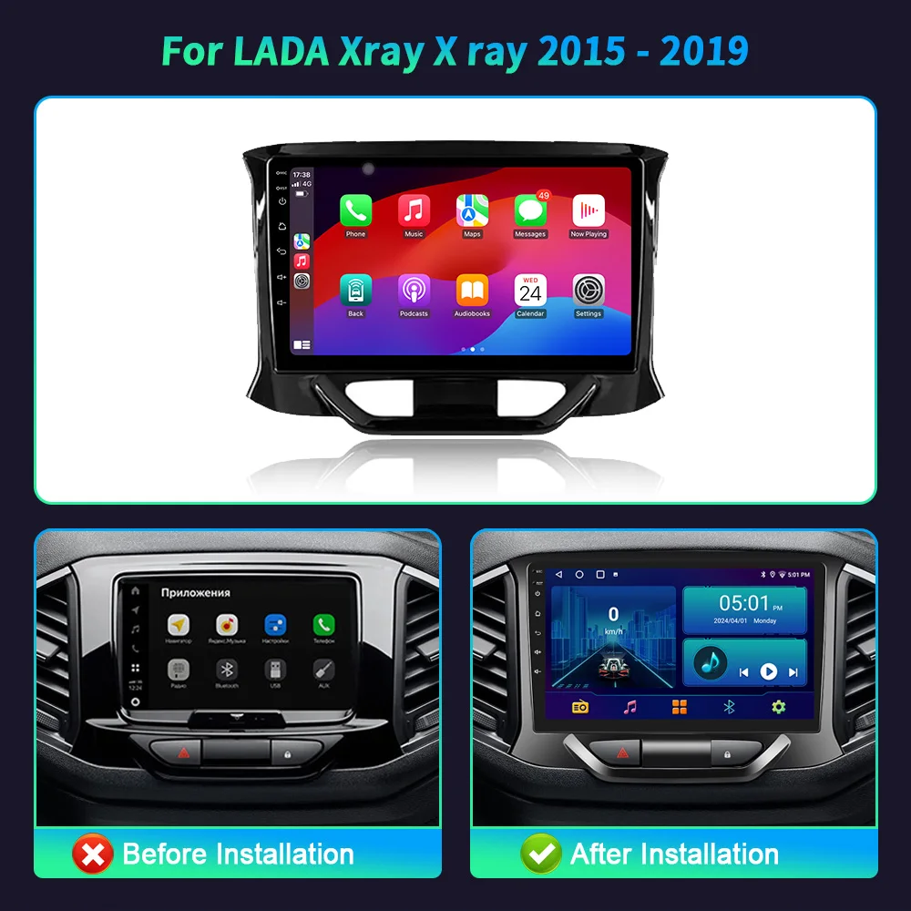 Android 14 For LADA Xray X ray 2015-2019 Car Radio Multimedia Navigation Auto Intelligent Wireless Carplay Touch Screen Stereo