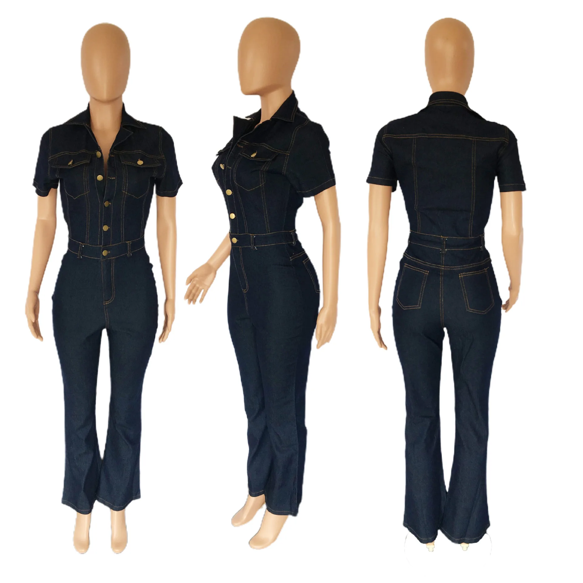 Джинсовые комбинезоны Женские комбинезоны Mom Jeans Цельные длинные брюки Y2k Однобортные комбинезоны с высокой талией Уличная одежда для вечеринок и клубов
