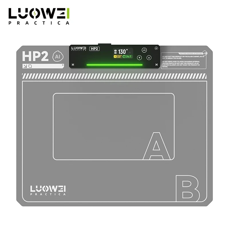 LUOWEI LW-HP2 Tappetino riscaldante per smontaggio schermo LCD da 15 pollici per telefono cellulare Tappetino riscaldante regolabile a doppia zona in silicone a due strati