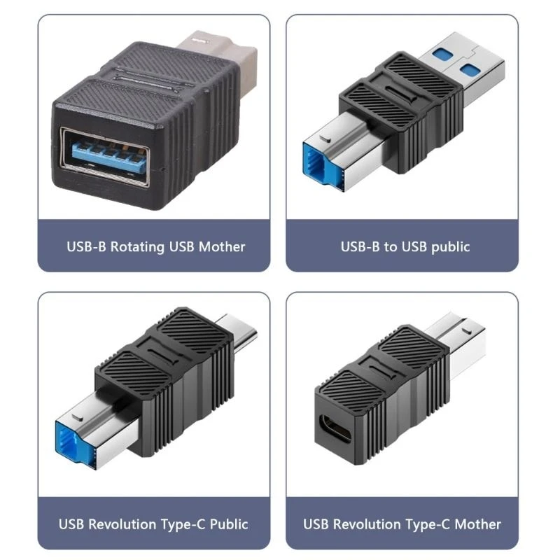 USB3.0 Printer Adapter USB B to USB/Type C for Laptop Printers Scanner External Hard Disk Drive USB Docking Station